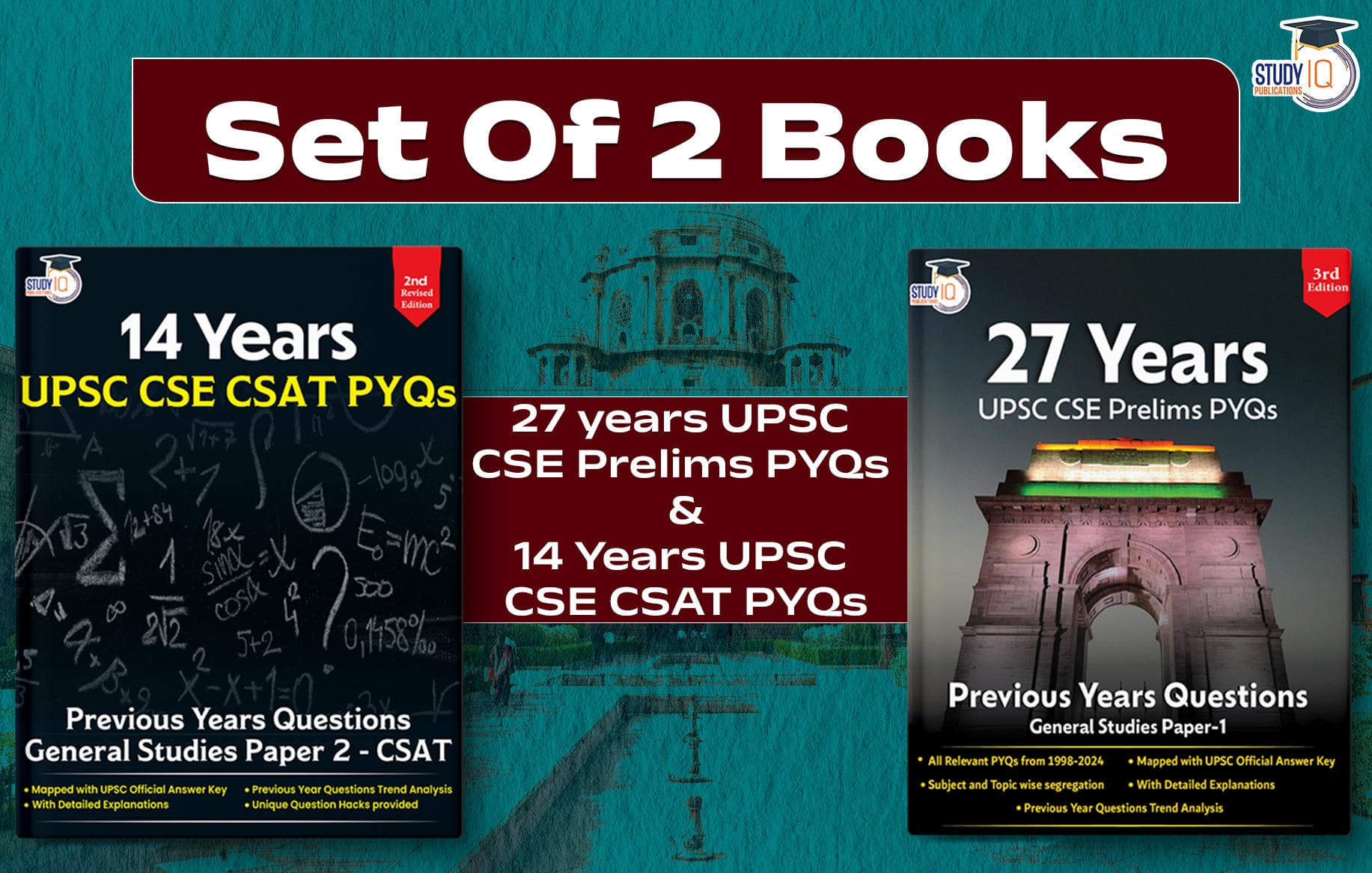 Set of two - 27 Years UPSC CSE Prelims PYQs & 14 Years UPSC CSE CSAT PYQs - Book