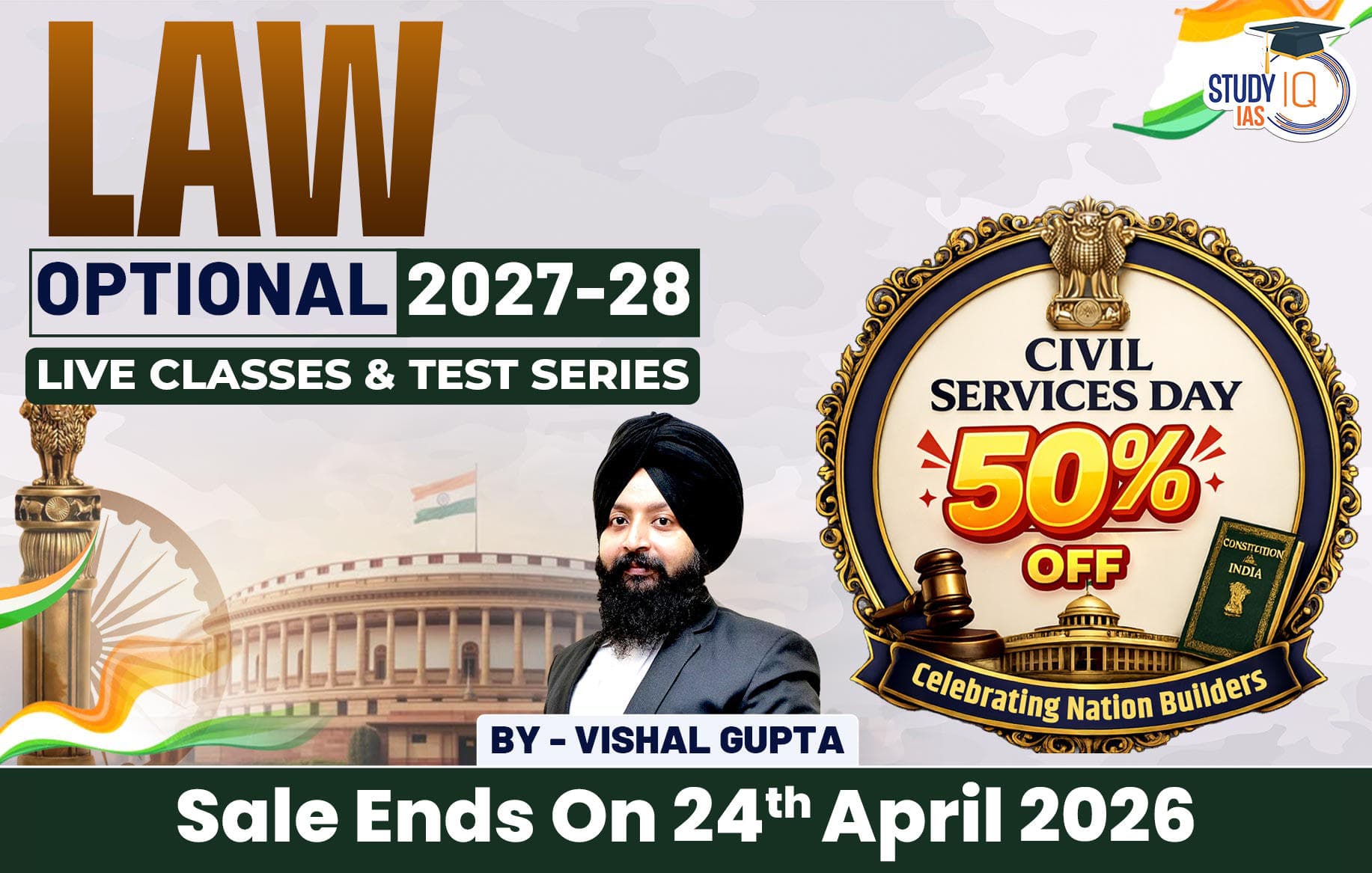 UPSC IAS (Mains) Law Optional Live 2027-28 April Batch By Vishal Gupta (Gold)