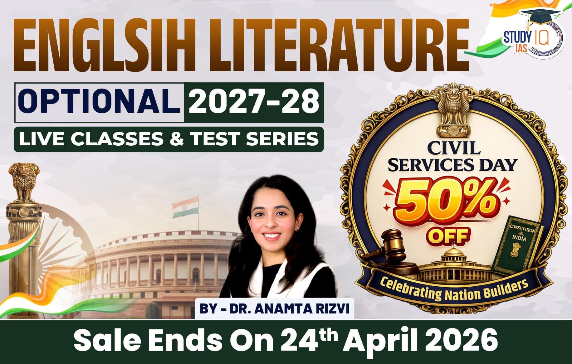 UPSC IAS (Mains) English Literature Optional Live 2027-28 (Comprehensive) April Batch By Dr. Anamta Rizvi (Gold)