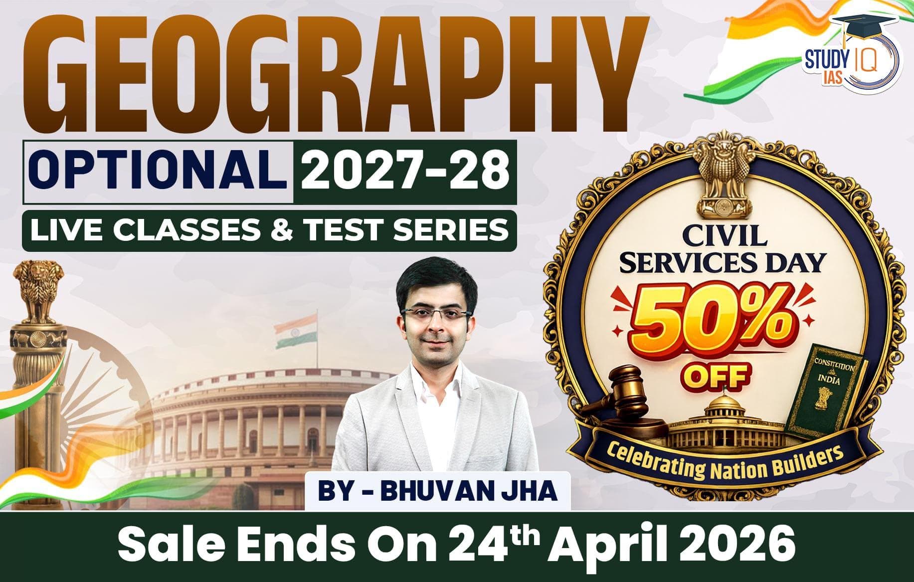 UPSC IAS (Mains) Geography Optional Live 2027-28 (Comprehensive) May Batch By Bhuvan Jha (Gold)